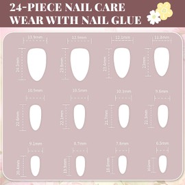 AstraGlam Press on Nails Pink with Daisy Pattern, Artificial Nails, Medium Long, Almond Shape, Soft False Nails for Women, Girls, Nail Art Set, Pack of 24