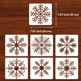 Qpout Pack of 9 snowflake stencils, large, 7.8 x 7.8 inches, Christmas snowflake stencils template for painting, reusable snowflake stencils for painting on wood/wall/window
