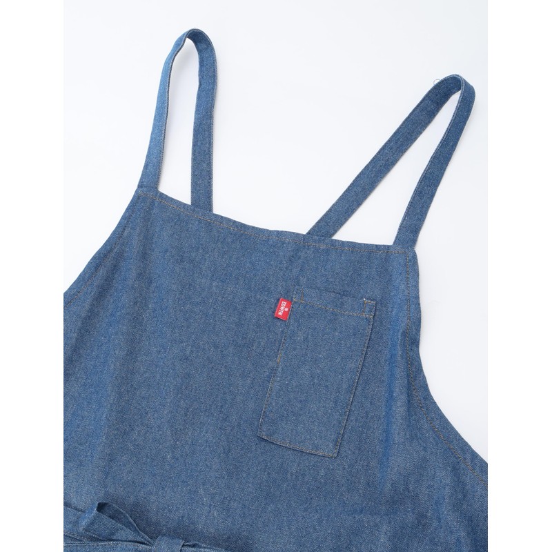 Edwin Apron with Front Tie Denim, Pockets on Both Sides,