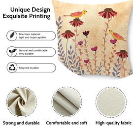Cirzone Outdoor Pillow Covers Waterproof，18x18 Set of 4 Spring Floral and Bird Print Outdoor Throw Pillows,Decorative Outdoor Cushion Covers for Funiture Patio Garden Home
