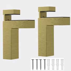 Adjustable Wood/Glass Shelf Bracket, Shelf Support Clamp Corner Brace for 5-30mm Thickness Shelf, Wall Mounted Glass Support Clip Wood Holder (Gold)