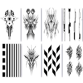 Nirbffo Temporary Tattoo Line Geometry Robot Mechanic Arm Tattoo Circuit Graphic Totem Temporary Tattoo for Men 10 Sheets