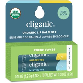Cliganic Bálsamo labial orgánico, paquete de 2 - Fresh Faves