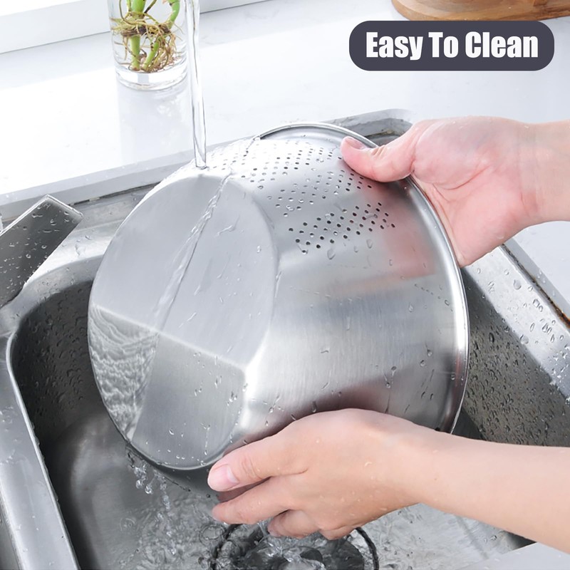 Rice Washer Strainer Bowl, Stainless Steel Quinoa Washing Bowl With