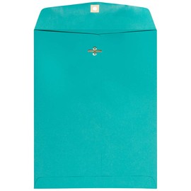 JAM PAPER Open End Catalog Envelopes with Clasp Closure - 228.6 x 304.8 mm (9" x 12") - Sea Blue Recycled - 50/Pack