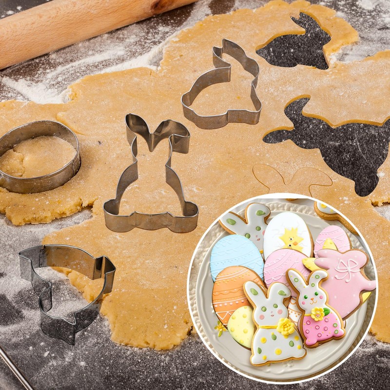 JIAWWAN Easter Cookie Cutters, Set of 4 Stainless Steel Cookie