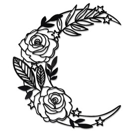 EZ4ENCE Moon Decoration Wall Art Boho Moon Wall Home Decor Hanging Appearance Wall Decor Metal Wall Hanging Moon Decor Flower Wall Art for Bedroom Living Room Home Wall,Black(medium)