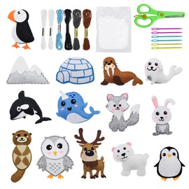 GETRICH Polartiere Sewing Kit Children, Sewing Kit Sewing Craft Set DIY Creative Gift Sewing Fun with Embroidery Thread Plastic Needles Filling Cotton Scissors