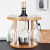 Bamboo Wine Glass Rack Holder Cup Hanging Shelf Organizer for