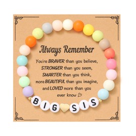 Big Sister Gifts for Daughter from Mom Dad, Big Sis Colorful Beads Bracelet Gifts w/Message Card for Sis, Valentines Gifts for Big Sister, Big Sister Announcement Gifts