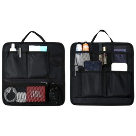 Surblue Backpack Organizer Insert Liner Hanging Travel Rucksack and Handbag Insert Pocket, High-capacity Divider Foldable Nylon Shoulder Bag Organizer for Men and Women,Black-L