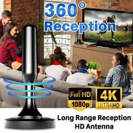 Portable Indoor & Outdoor TV Antenna for Smart TVs & Cars - Long Range HD Reception - Easy Installation - 10ft Cable - Camping RV Indoor Antenna for Local Channels - for All TVs