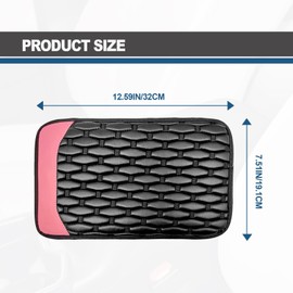 Car Center Console Cover, Waterproof PU Leather Auto Center Console Cushion Mat, Universal Comfortable Car Decor Accessories Fit, for Most Cars Vehicles, Truck, SUVs, Pink