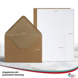 20 Card Insert Envelopes Set – Envelopes DIN C6 + Blank Folding Cards DIN A6 + Insert – Envelopes with Cards in Natural Kraft Paper Brown – DIY Invitation Cards Christmas Cards