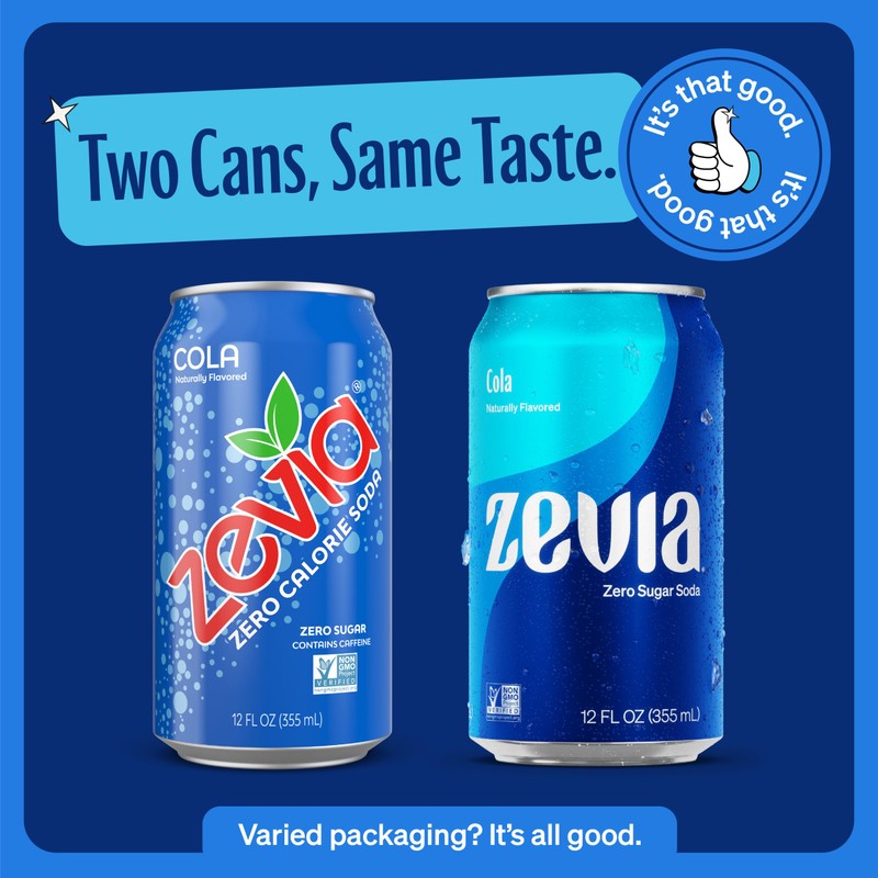 Zevia Zero Sugar Soda, Cola, 16 oz Cans (12-Pack) –