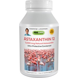 ANDREW LESSMAN Astaxanthin 12mg - 30 Softgels - 12000 mcg Natural Astaxanthin, Powerful Anti-Oxidant Carotenoid. Protection for Eyes, Heart, Skin and More. No Additives. Easy to Swallow Softgels