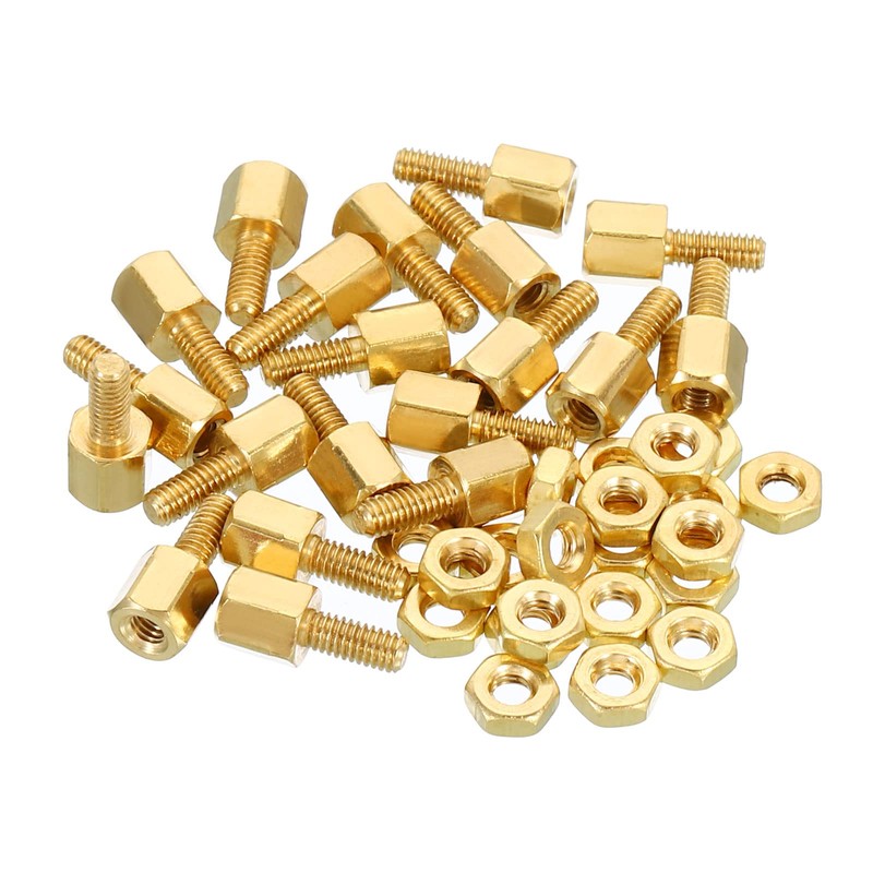 PATIKIL 5mm+6mm M2.5 Standoff Screws, 40 Pack Brass Hex PCB