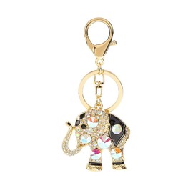 bstedyas Fashionable Diamond Crystal Rhinestone Elephant Keychain Lucky Opal for Womens Girls Car Pendant Keyring Purse Handbag Charm (Black)
