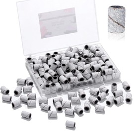 Makartt Sanding Bands for Nail Drill-100 Pcs Nail File Sanding Bands for Drill Bits #180 Medium Grits for Acrylic Nails Gel Removing and Shaping, Upgrade Thicker Durable Sanding Drill Bit, White
