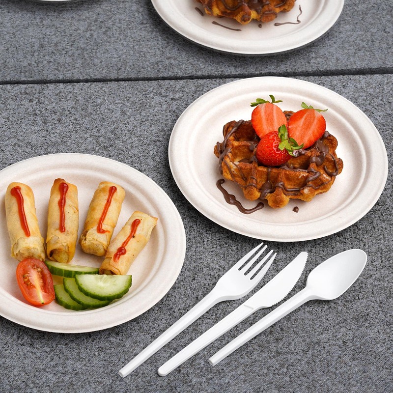 STACKABLES ~ 50 Pack Natural Colored Biodegradable Bagasse 7 inch