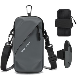 Cell Phone Armbands Running Phone Holder Armband, Shoulder Holster Phone Purse Crossbody Bag Pouch (Gray)