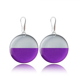 Modern Round Dangle Earrings for Women, Everyday Casual Jewellery (Style 27 - Silver Violet)