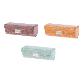 Estuche De Lápiz Labial Verde Grisáceo Y Marrón Y Naranja