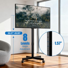 HOLMAXD Mobile TV Cart, Floor TV Stand for 13-55 inch TVs with -10°/+15° Tilt Mount Holds up to 77 lbs, Rolling TV Cart for Flat/Curved Screens, Height Adjustable Portable TV Stand Max VESA 400x400mm