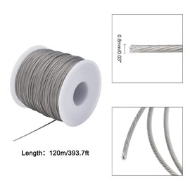AHANDMAKER 394FT Wire Cable, 1/32" 304 Stainless Steel Cable Wire Rope Strength Cable for Clothes Line Wires Outdoor Yard Craft Trellis Wire(0.8mm)