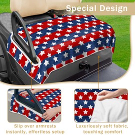 YOKYHOM Red Golf Cart Seat Covers, American Flag Design Golf Cart Seat Towel Blanket Keeps Seat Cool and Clean, 100% Microfiber, for EZGO, Yamaha, Club Car and More 2-Seat Golf Carts, 51''x 31''