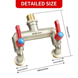 Mdlufee 3/4 Inch Brass Tap Splitter 2 Way, Hose Tap Splitter Connection with 2 Individual Valves for Garden Kitchen Faucet,Washing Machine Hose Connector