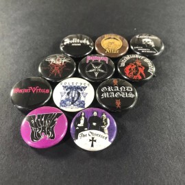 Doom Metal 1" Button Pin Set Candlemass Celtic Frost Pentagram Saint Vitus