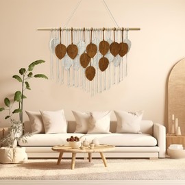 Macrame Wall Hanging, Wall Decor Boho, Bohemian Woven Decoration for Bedroom Living Room Gallery Bedroom Corridor, Unique Home Decor Modern Bohemian Handmade Boho Wall Art Decorations 39" W x 28" L (brown)