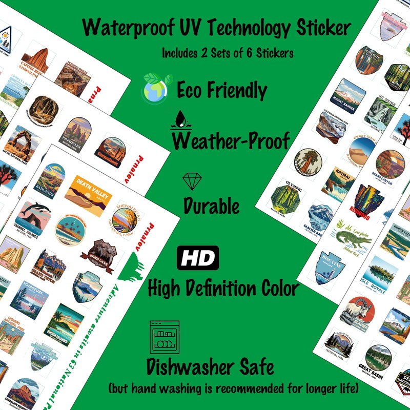 Prnaiev National Parks Water Bottle 32 oz 3 Lids 80