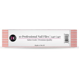 New* JND Professional Salon Grade Double Sided Emery Board Nail Files Buffer Polisher Natural Manicure Pedicure Acrylic Gel Nails (10Pack) (240/240)