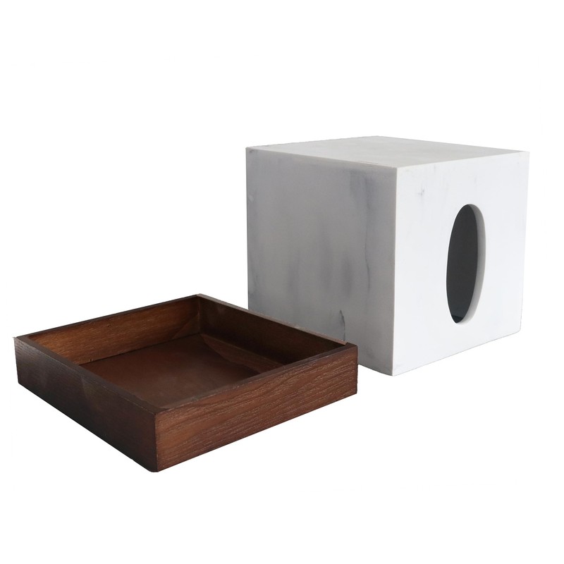 Hymmah Marble Square Tissue Box Cover Kleenex Box Holder with