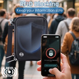 WALNEW Passport Holder for Travel - RFID Blocking Travel Wallet Essentials Organizer with Card Slots & Zipper Pocket (Women/Men), Black