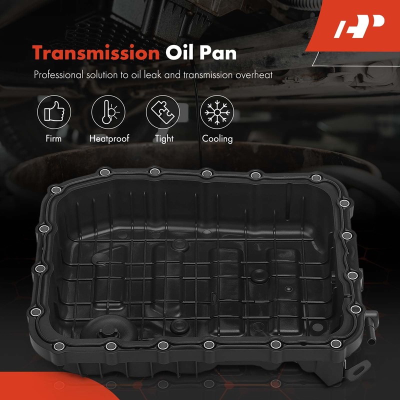 A-Premium Transmission Oil Pan with Drain Plug & Gasket Compatible