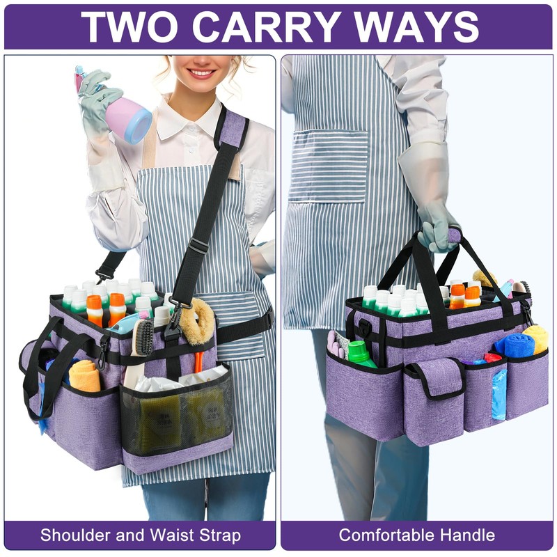 ZIOZERTT Cleaning Caddy Bag,Large Cleaning Supplies Organizer with Handle for