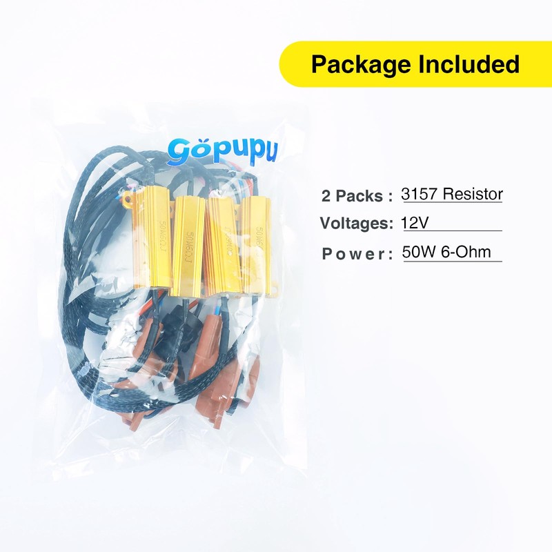 gopupu 2Pcs 3157 4157 T25 Load Resistor Fix Hyper Flash,