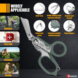 Pro 6-in-1 Multifunctional Trauma Shears Foldable - Stainless Steel Medical Scissors for Nurses - Raptor Trauma Shears with Glass Breaker - Surgical EMT Scissors for Nursing Students & Doctors