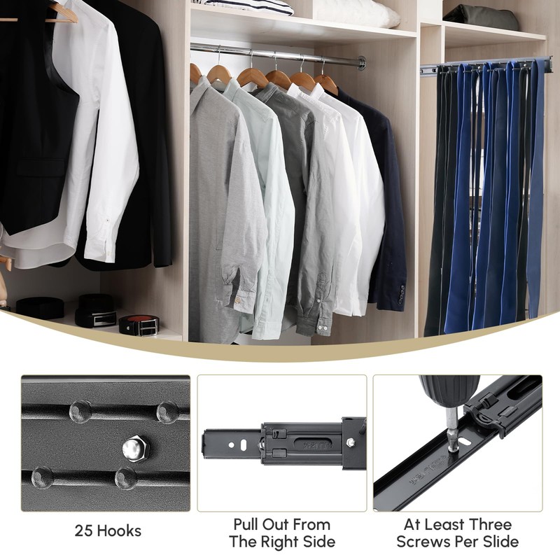 Blulu 2 Pcs 13.8'' Sliding Tie Rack Hangers for Closet,
