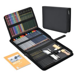 Kit De Lápices De Dibujo,72 pcs Arte Dibujo Profesional Colorear, Pintura Y Boceto, Incluye Carboncillo, Bosquejo, Libro De Bocetos, Estuche Portátil 