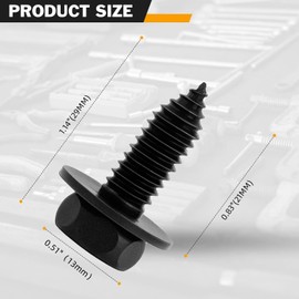 CHENACC 50PC 5/16"-18 x 7/8" Indented Hex Head Sems Body Bolts, Compatible with GM 12337916, 3846202, Metal Fasteners Automotive Body Screws for Trucks Fender Bolt. Black Zinc Finish