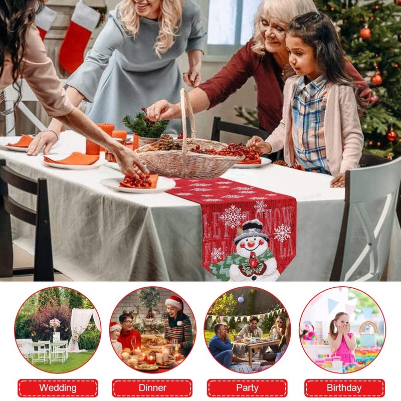 TANCUDER Christmas Table Runner Red Christmas Table Cloth Tablecloth Rectangular