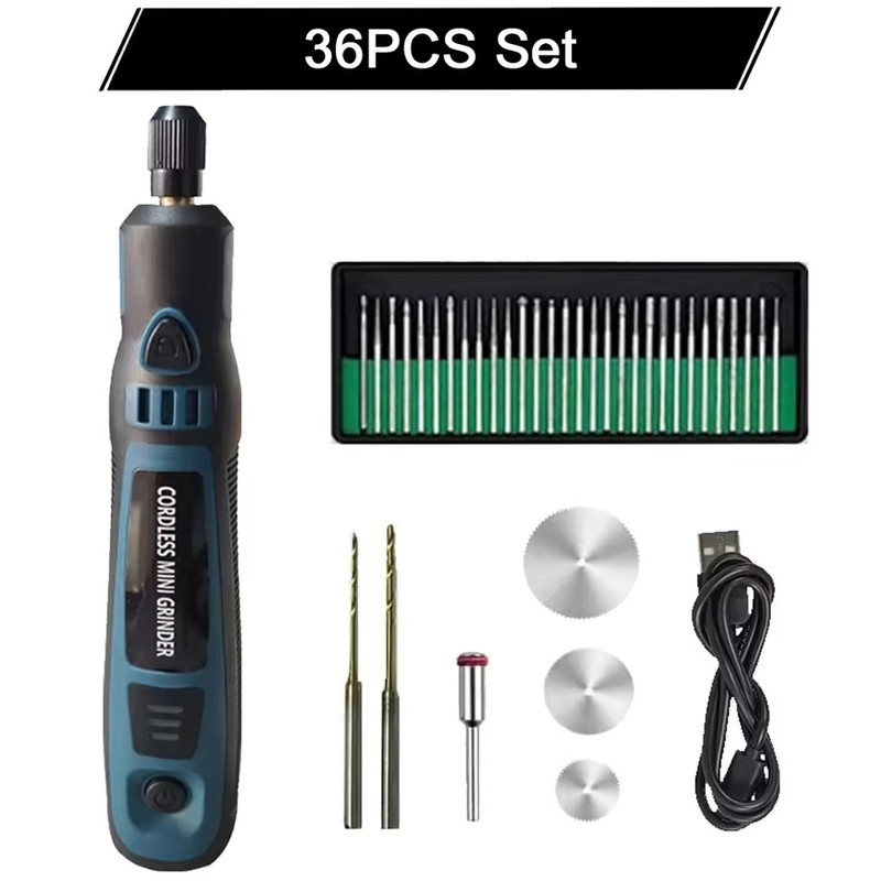 3.6V Cordless Mini Rotary Tool 3-Speed USB Rechargeable Grinder