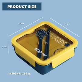 Bento Box Portable Lunch Box Leakproof Salad Lunch Container With Spoon & Chopsticks Leak Proof Lunch Containers Microwave Freezer Dishwasher Available, Square, Blue & Yellow