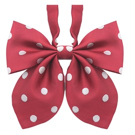 White Fang NC074 Women's Polka Dot Ribbon, Uniform, Students, Bowtie, Accessories, Cute, Fashion, red