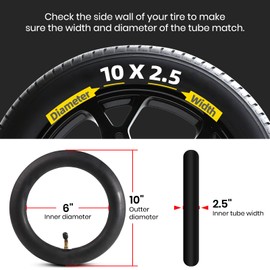 CALPALMY 2-Pack 10x2.50 Heavy Duty Inner Tubes with Bent Valve Stem - Replacement 10 Inch Balancing Electric Scooter Tire Tube for 36v 48v 400w 500w 800w - Made from Thicker Butyl Rubber