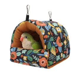 Wontee Bird Nest House Winter Warm Snuggle Hut Bird Bed Hanging Hammock for Parrots Budgies Parakeets Caique Senegal Cockatiels Conures (Medium, Black)